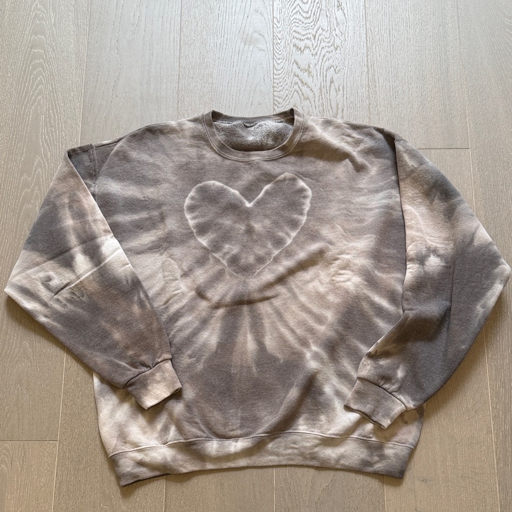 Urban Outfitters Tie-Dye Heart Crewneck Sweater
